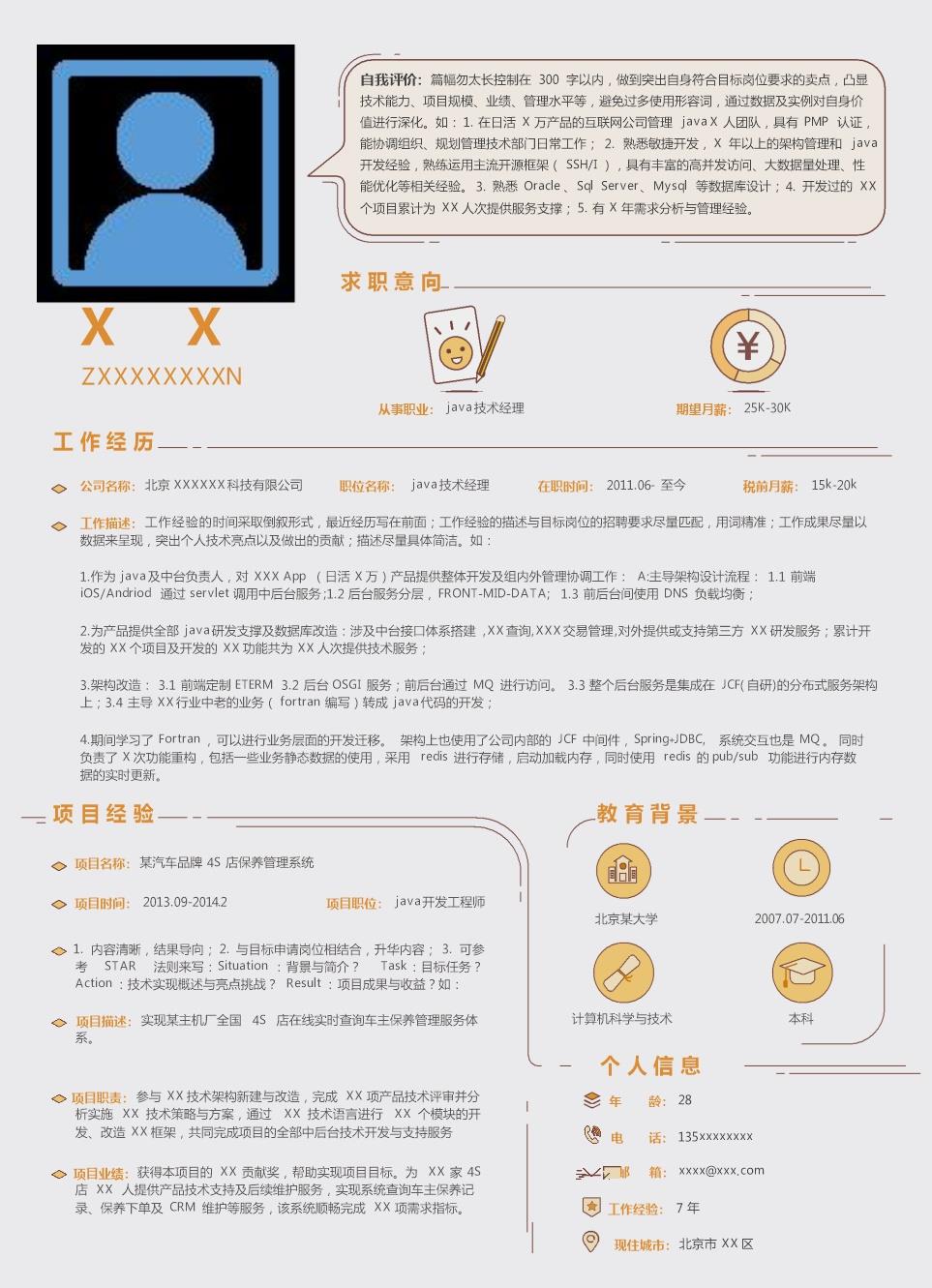 9016_JAVA技术经理岗位求职简历模板  - 人力资源简历模板
